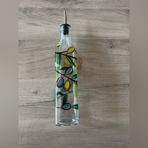 Hand-Painted Oil Bottle - Olive Design Glass Bottle